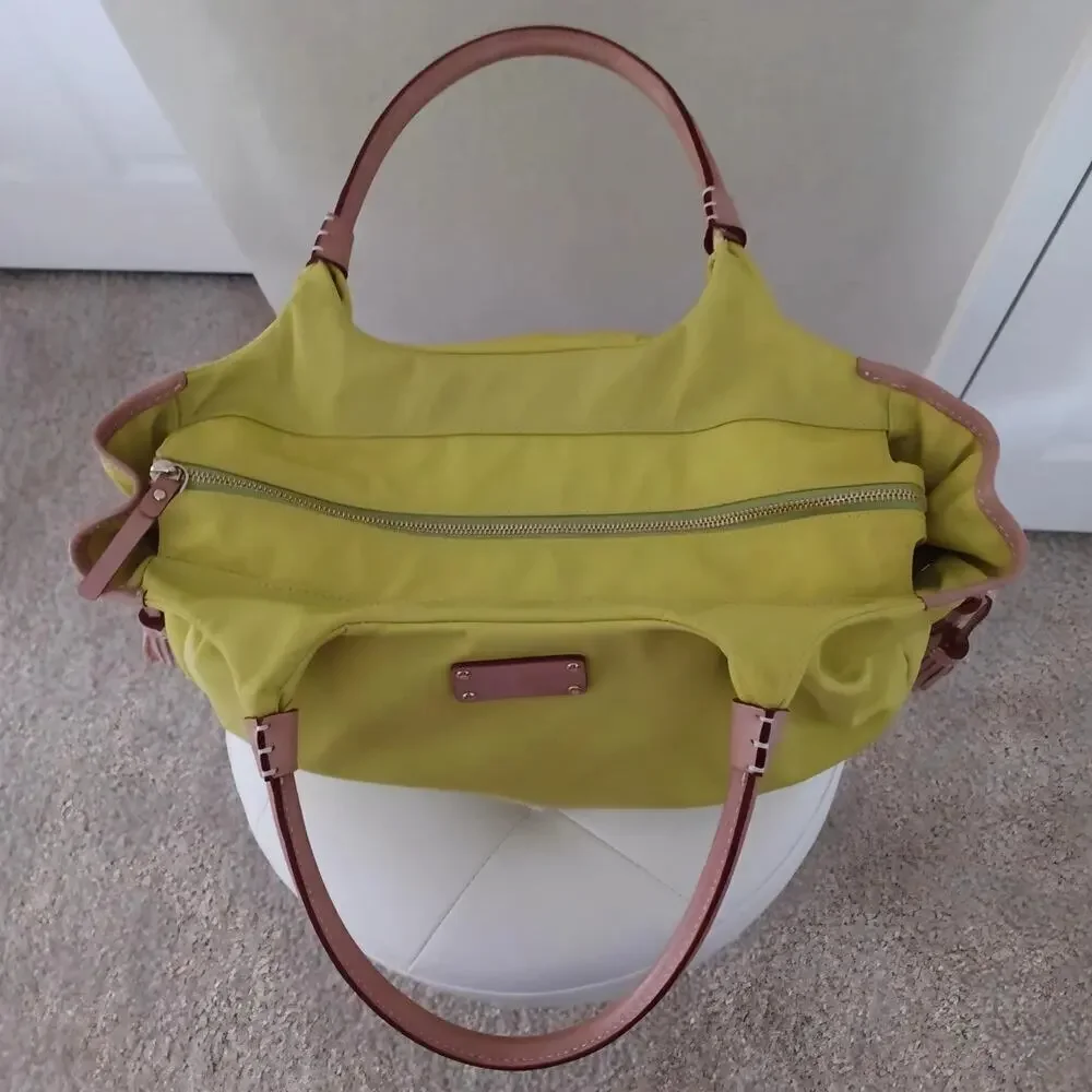 Vtg Kate Spade Stevie Bag Lime Neon Green Nylon Y2K Satchel EUC